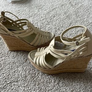 Tan Ralph Lauren purple label wedges size 9
